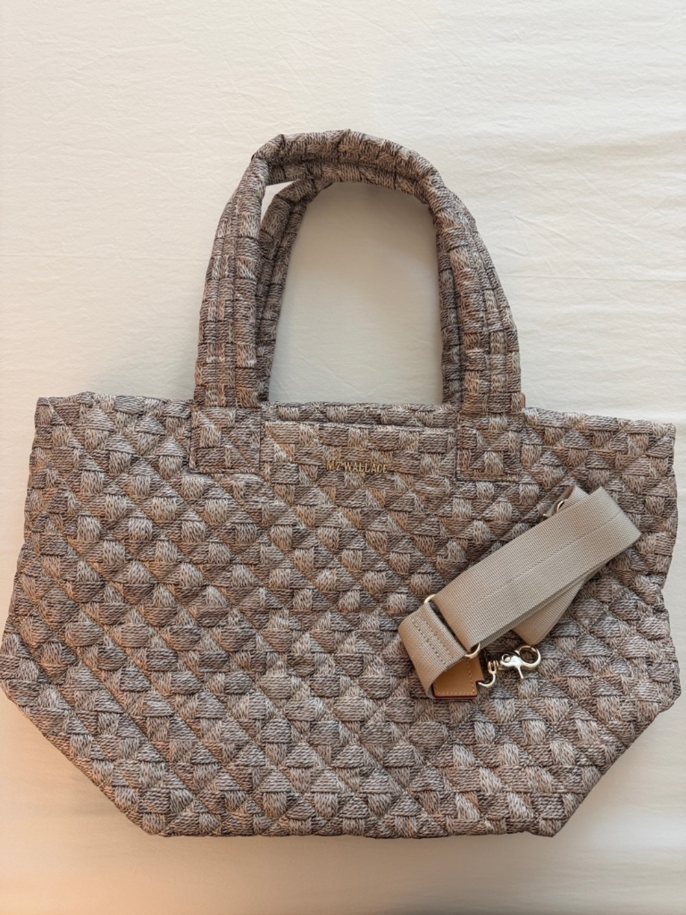 MZ Wallace Medium Metro Tote Deluxe in Beige/Grey